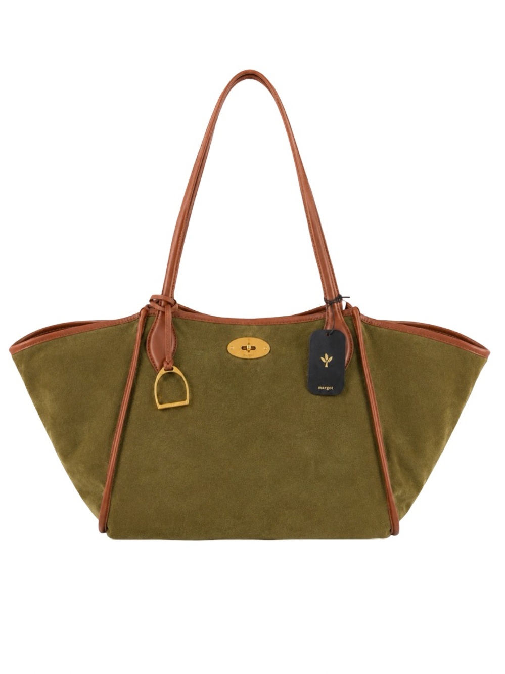 Margot Viral TikTok Olive Green Suede Convertible Tote Bag NWT